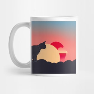 Cat Watching Rising Sunset Mug